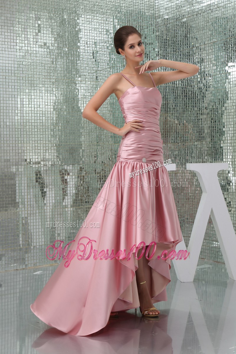 Spaghetti Straps Pink High Low Celebrity Dresses For 2013 Customize