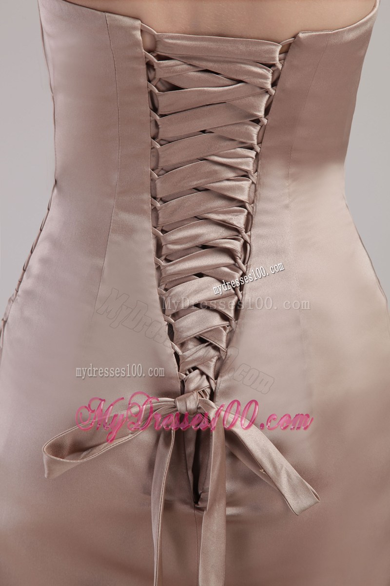 Chocolate Column Strapless Knee-length Pleats Celebrity Dresses