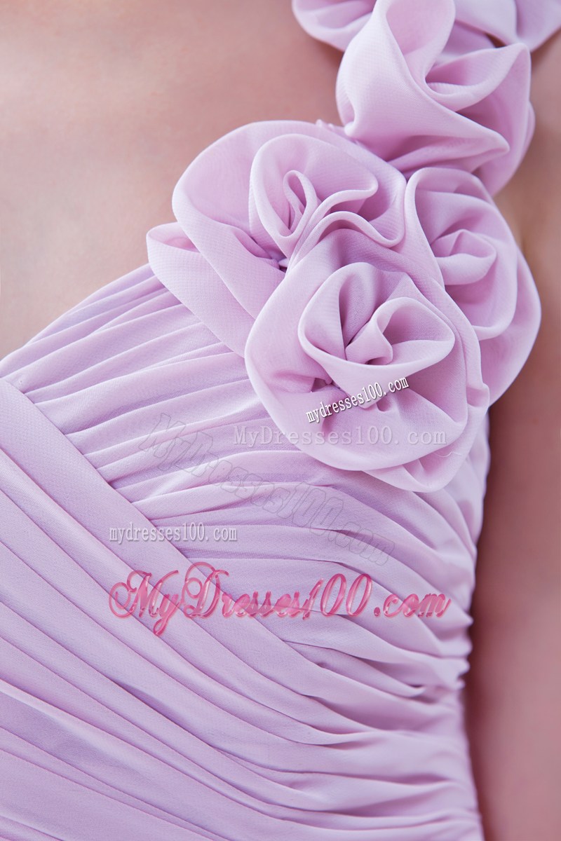 Lavender One Shoulder Short Hand Made Flower Celebrity Dresses