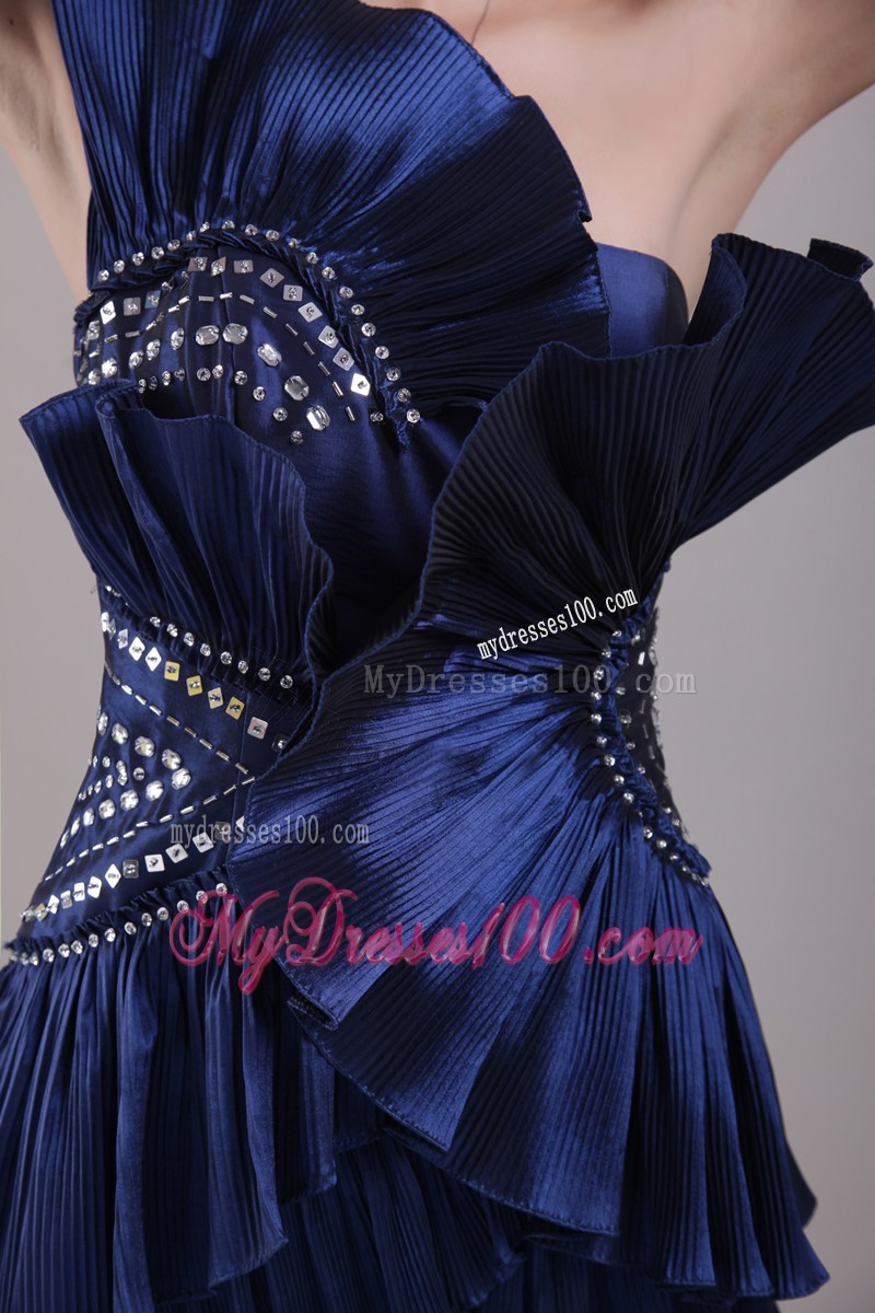 Strapless Navy Blue Column Beading Mini-length Celebrity Dresses