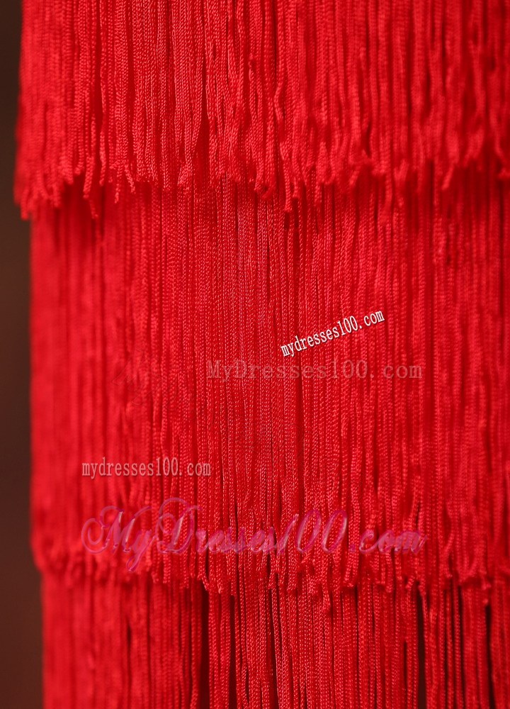 2013 Red Spaghetti Straps Embroidery With Sequins Knee-length Homecoming / Cocktail Dress