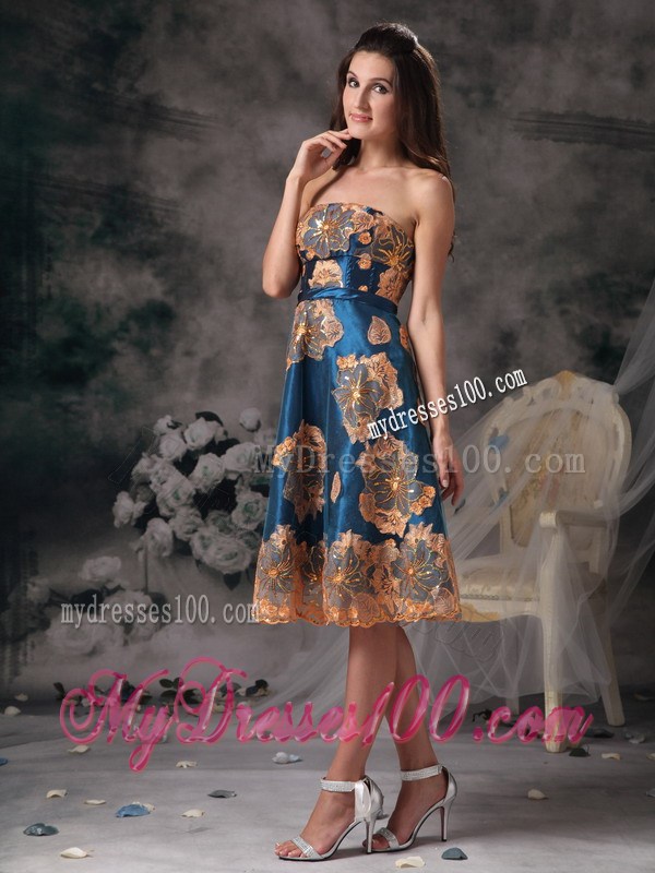 Beautiful Colorful Strapless Appliques Knee-length Celebrity Dresses
