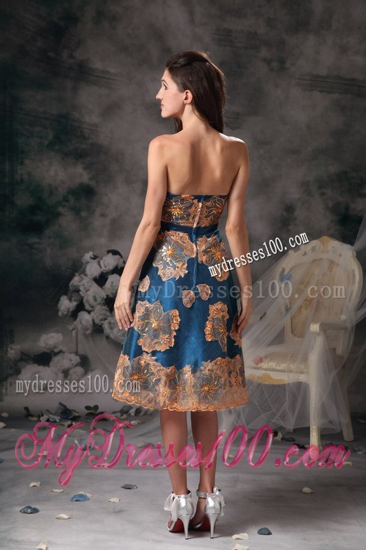 Beautiful Colorful Strapless Appliques Knee-length Celebrity Dresses