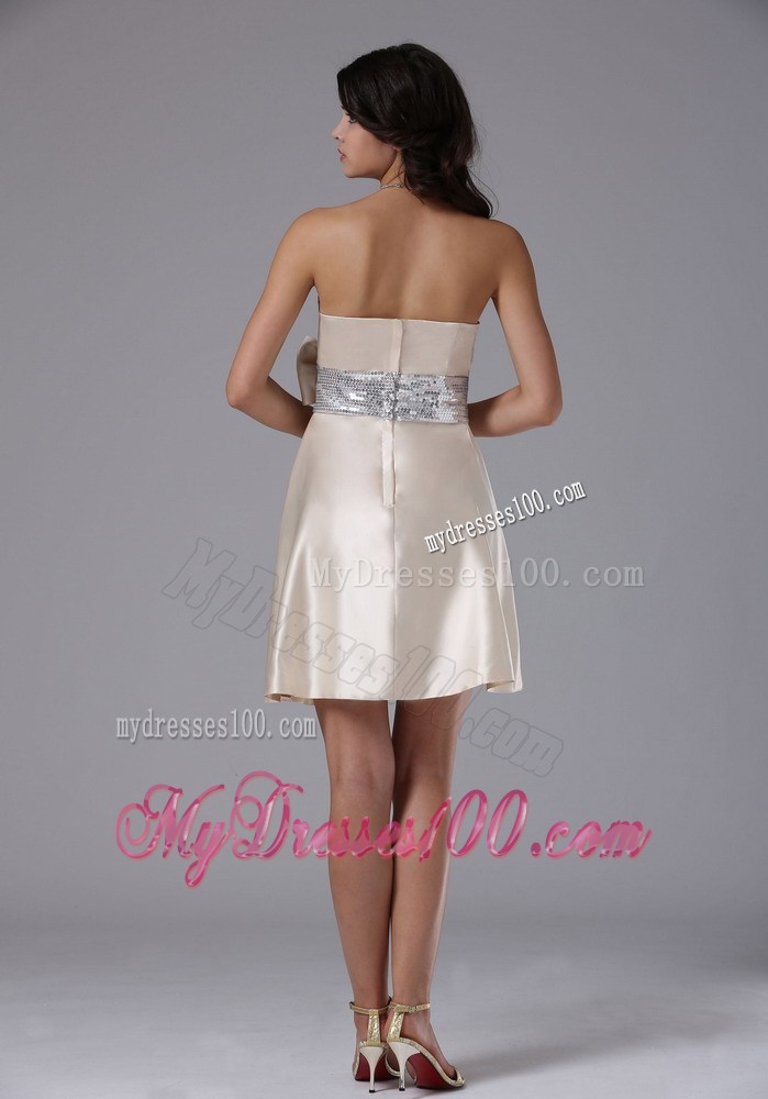 Champagne Custom Made For 2013 Prom Dress with Bowknot and Sequins