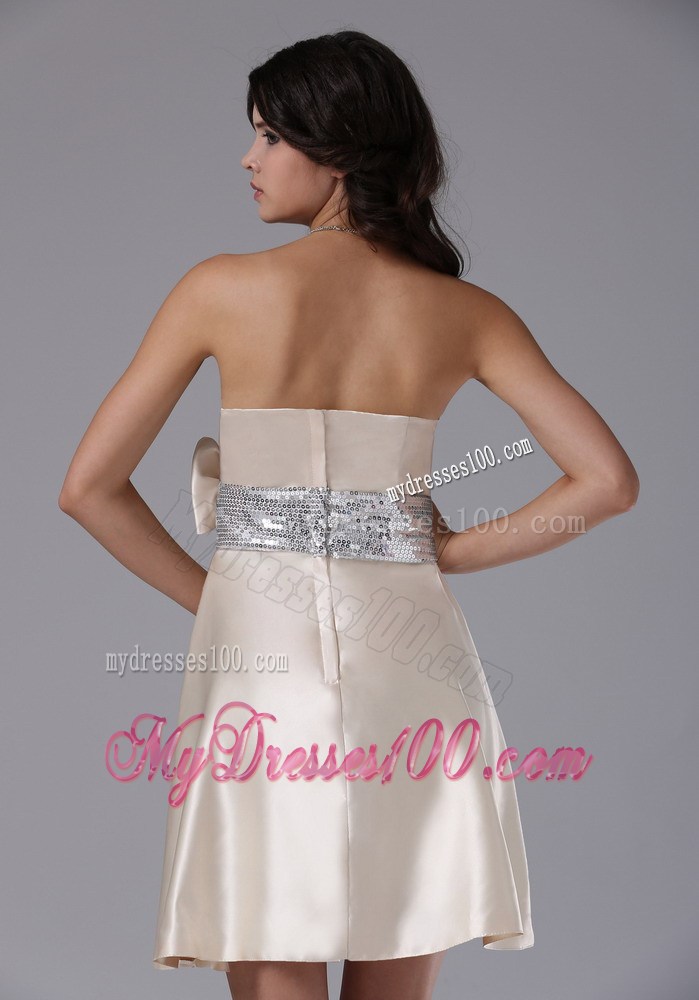 Champagne Custom Made For 2013 Prom Dress with Bowknot and Sequins