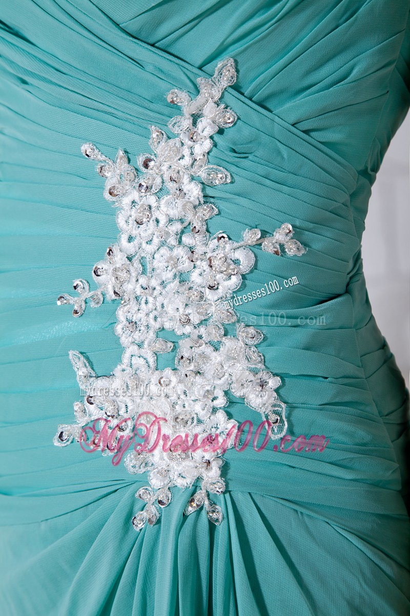 Empire Sweetheart Appliques Turquoise Graduation Dresses Ankle-length