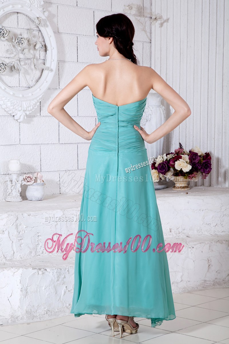 Empire Sweetheart Appliques Turquoise Graduation Dresses Ankle-length