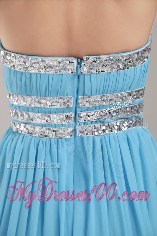 2013 Aqua Blue Empire Strapless Floor-length Beading Graduation Dresses