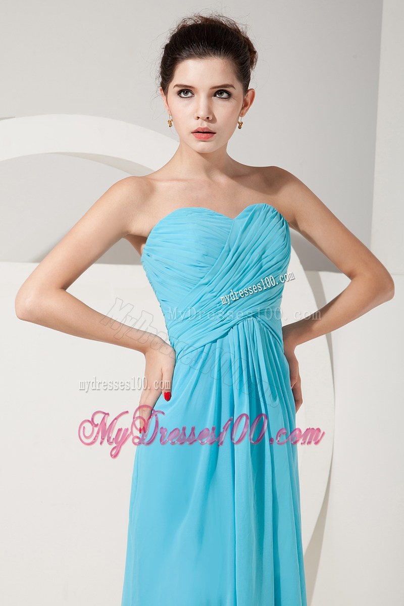 Elegant Baby Blue Empire Sweetheart Ruched Graduation Dresses