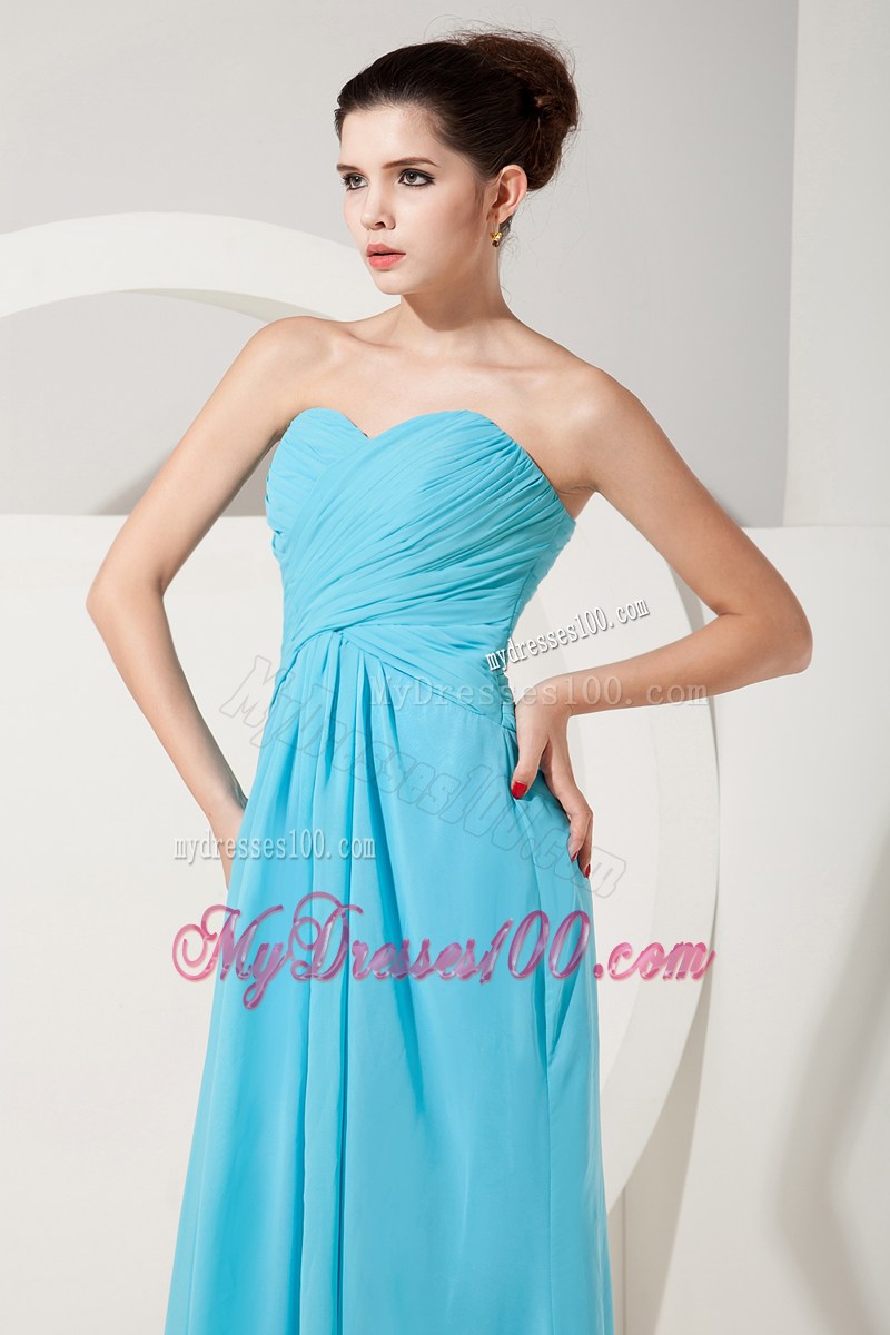 Elegant Baby Blue Empire Sweetheart Ruched Graduation Dresses