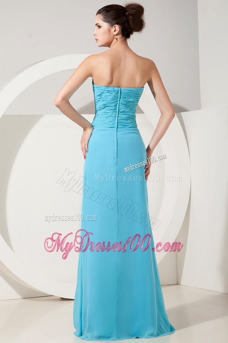 Elegant Baby Blue Empire Sweetheart Ruched Graduation Dresses