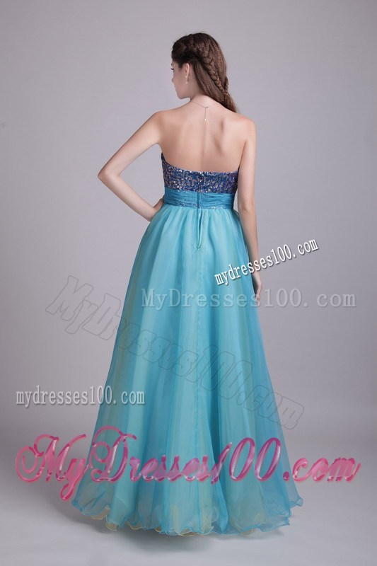 Baby Blue Princess Sweetheart Floor-length Flowers Graduation Dresses