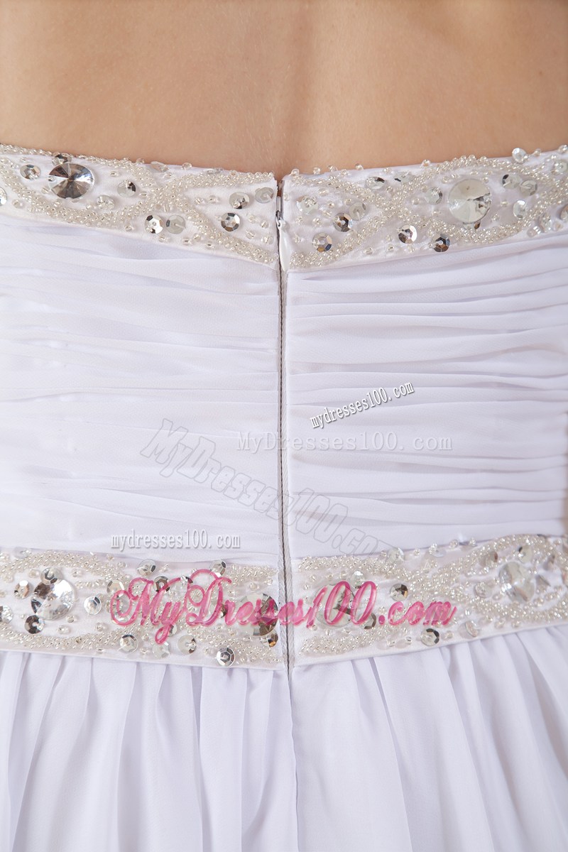 2013 Unique White Halter Top Graduation Dress with Beading