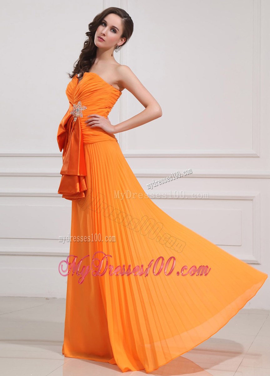 Beading Sweetheart Floor-length Empire Orange Graduation Dresses