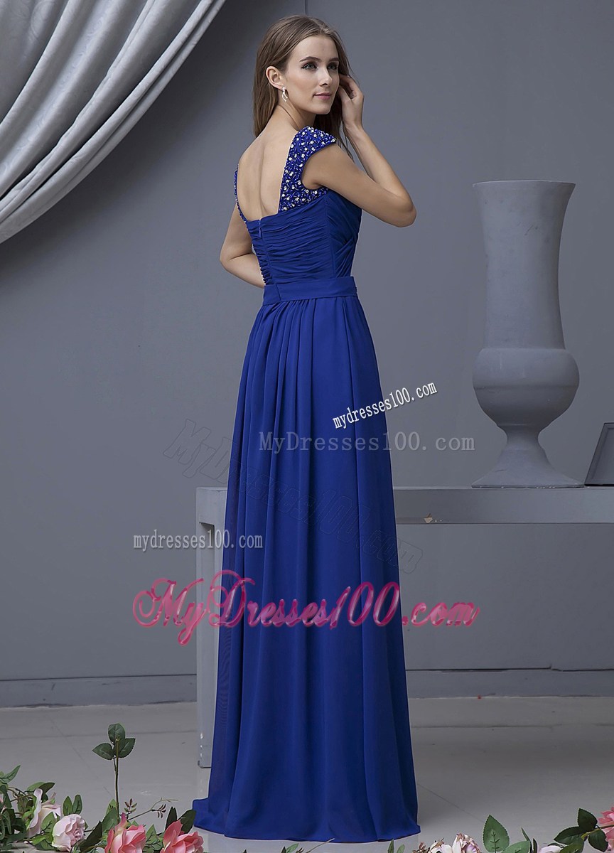 Beading Decorate Bodice Straps Royal Blue 2013 Prom Graduation Dress