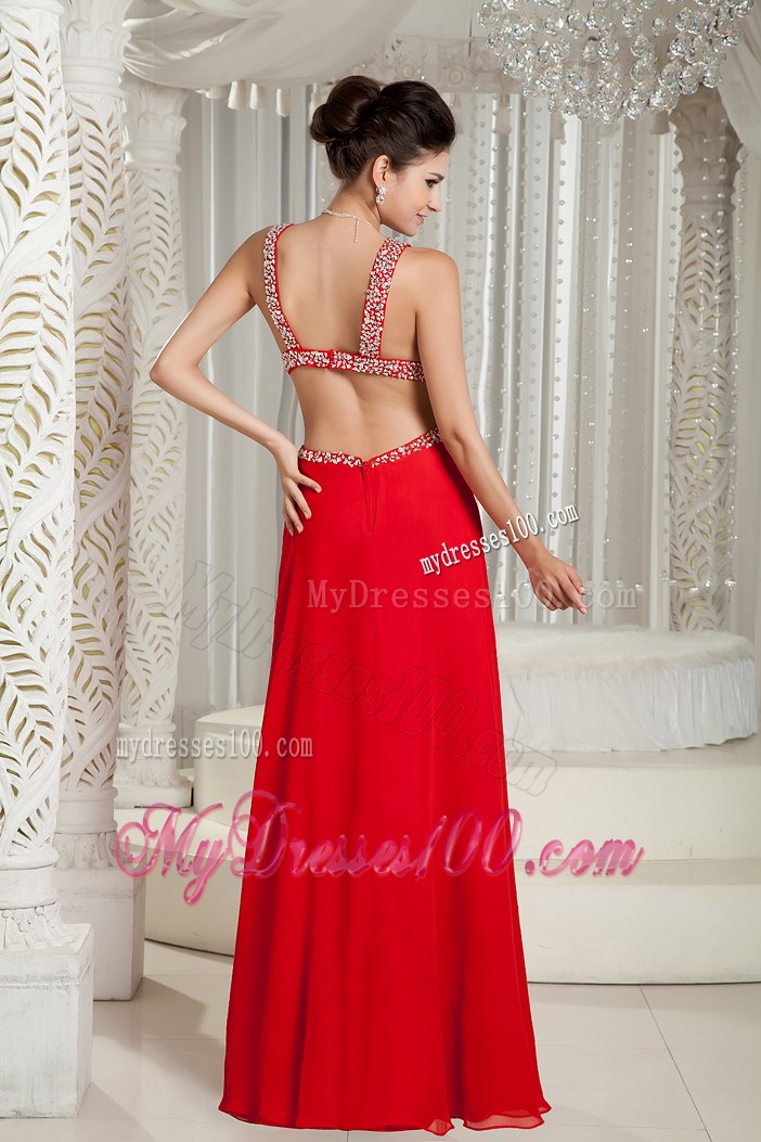 2013 New Red Empire Straps Graduation Dress with Beading