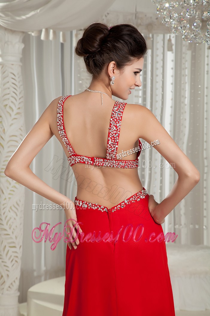 2013 New Red Empire Straps Graduation Dress with Beading