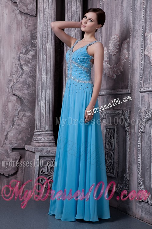 Discount Aqua Blue Graduation Dress with Beading Empire Straps