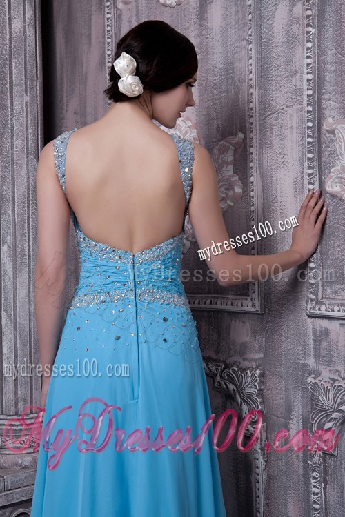 Discount Aqua Blue Graduation Dress with Beading Empire Straps