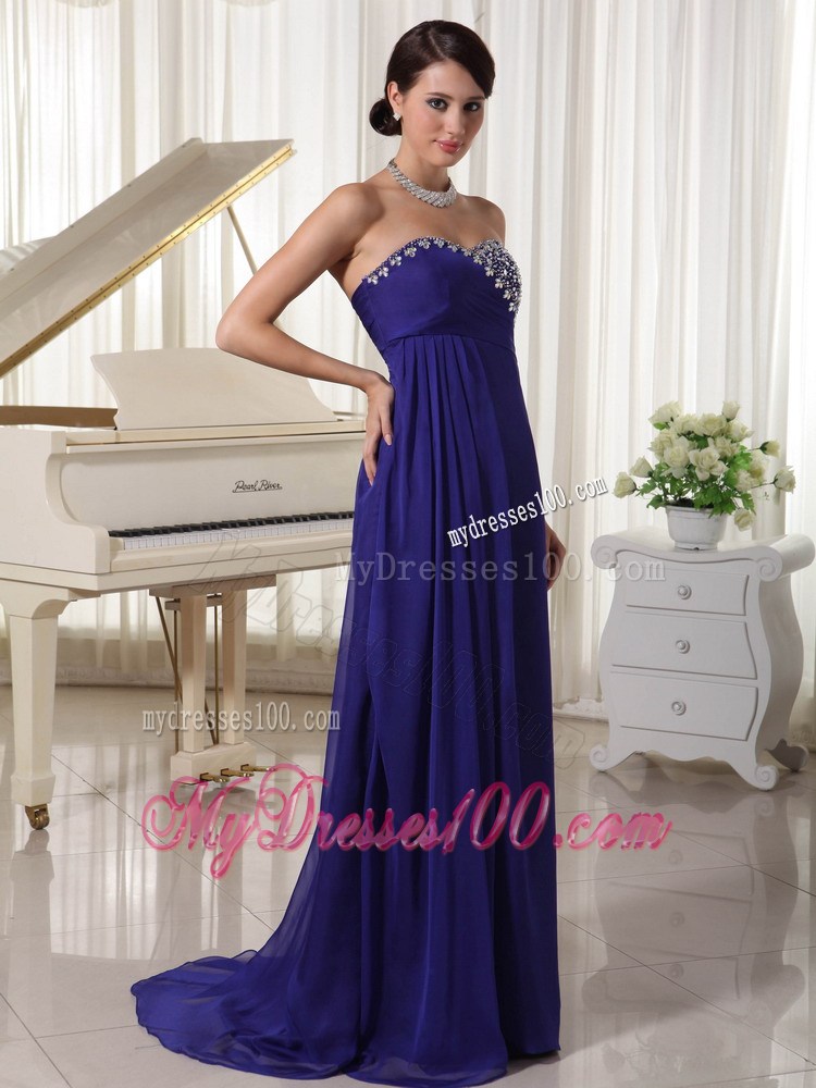 Purple Empire Custom Made Graduation Dress with Beading Sweetheart