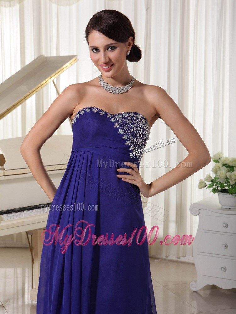 Purple Empire Custom Made Graduation Dress with Beading Sweetheart