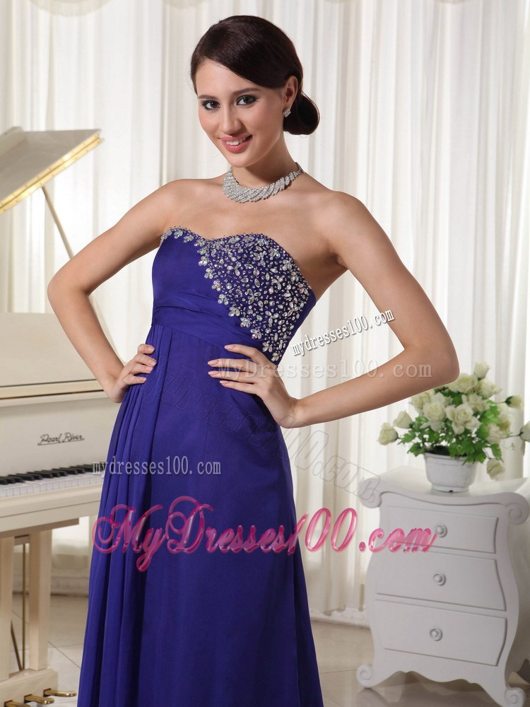 Purple Empire Custom Made Graduation Dress with Beading Sweetheart