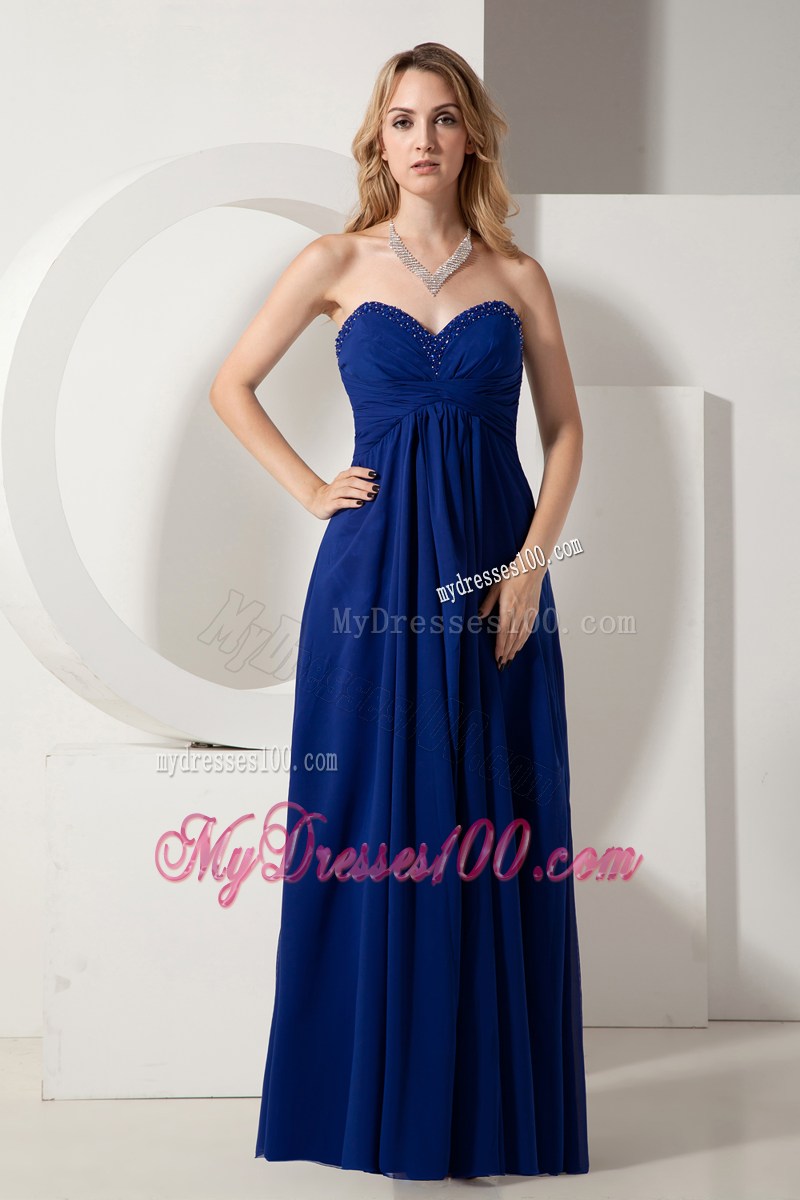 2013 Pretty Royal Blue Sweetheart Prom Graduation Dresses with Beading