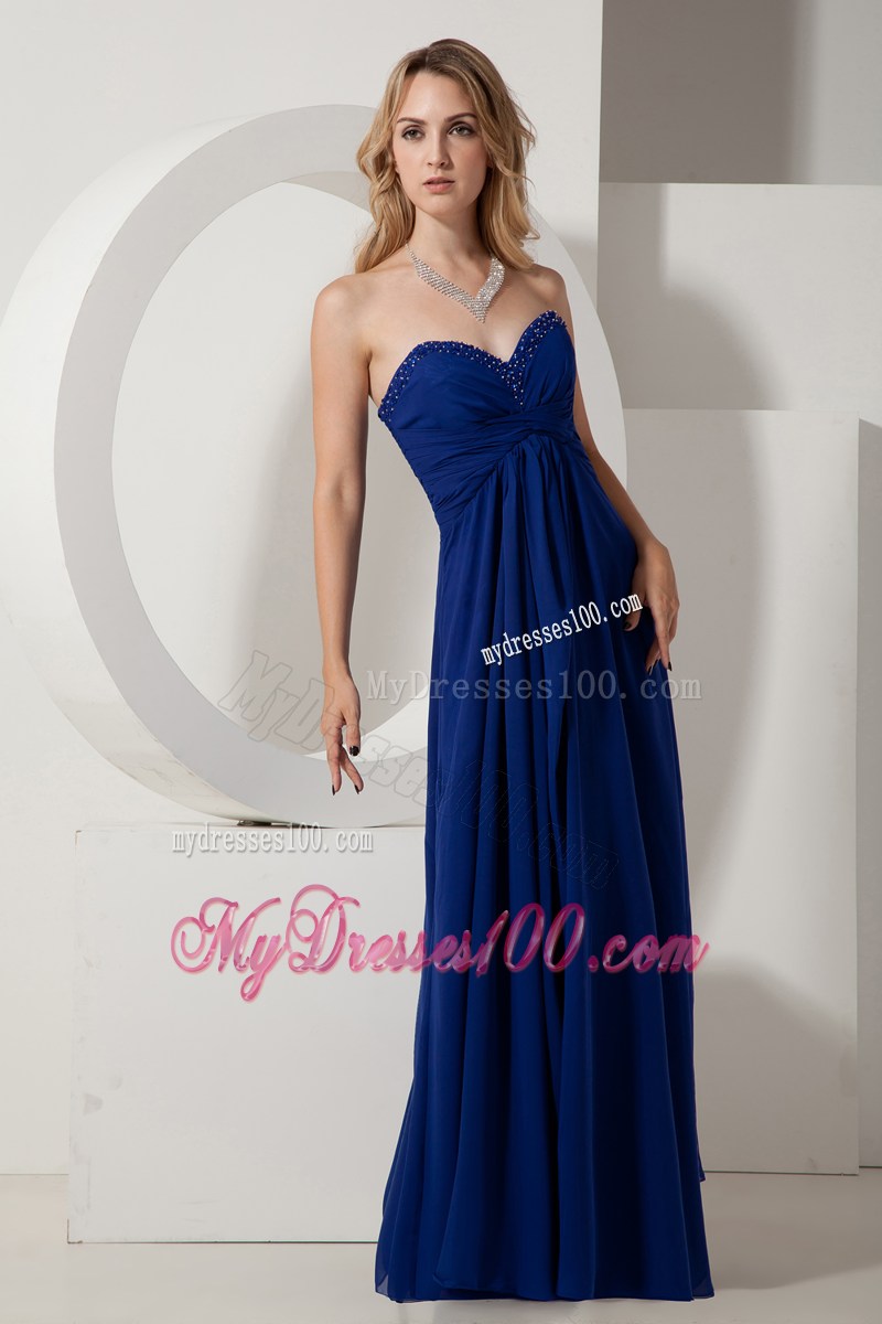 2013 Pretty Royal Blue Sweetheart Prom Graduation Dresses with Beading