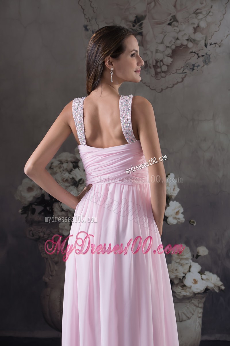Beautiful Beading V-neck long Pink Column 2013 Prom Dress