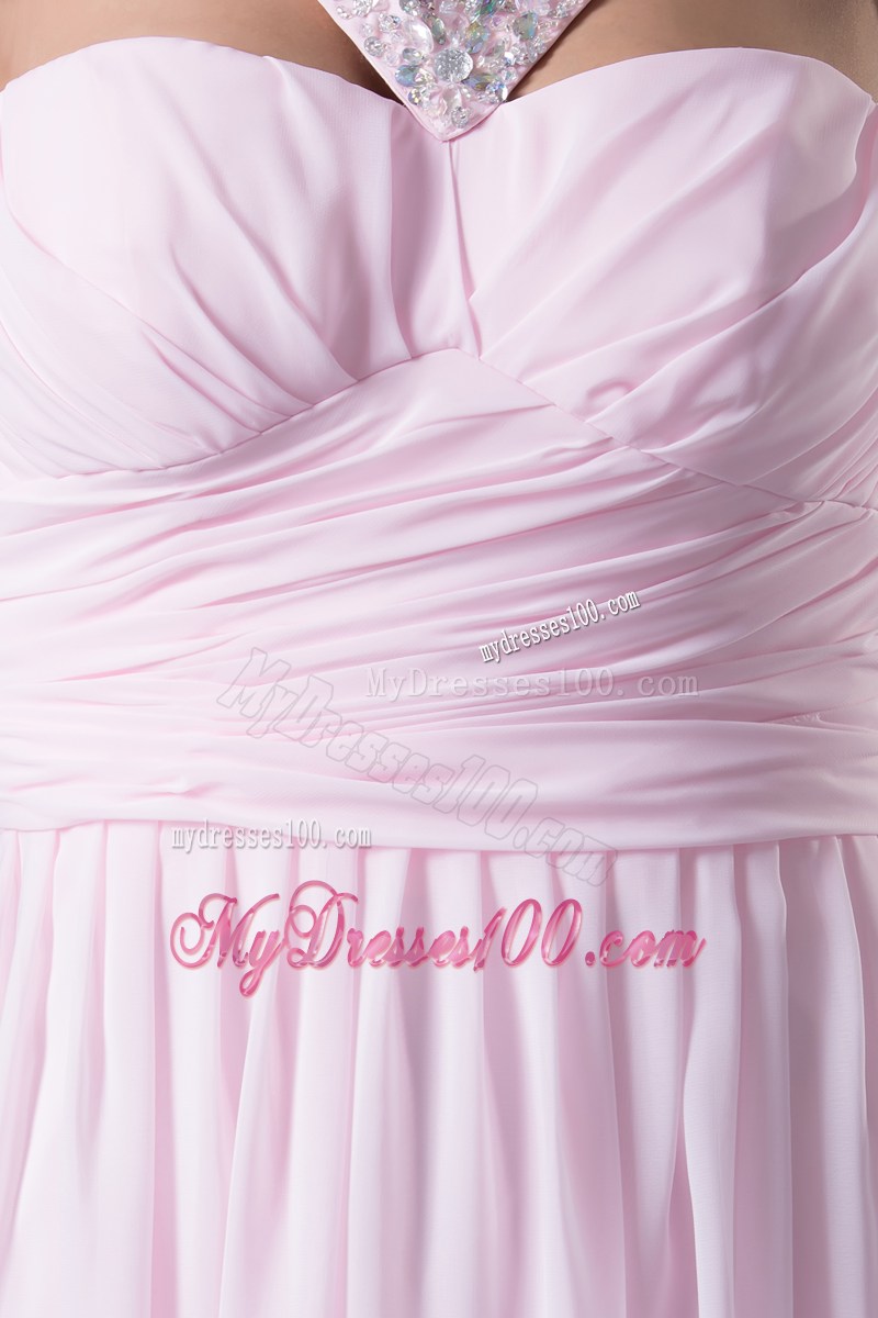 Beautiful Beading V-neck long Pink Column 2013 Prom Dress