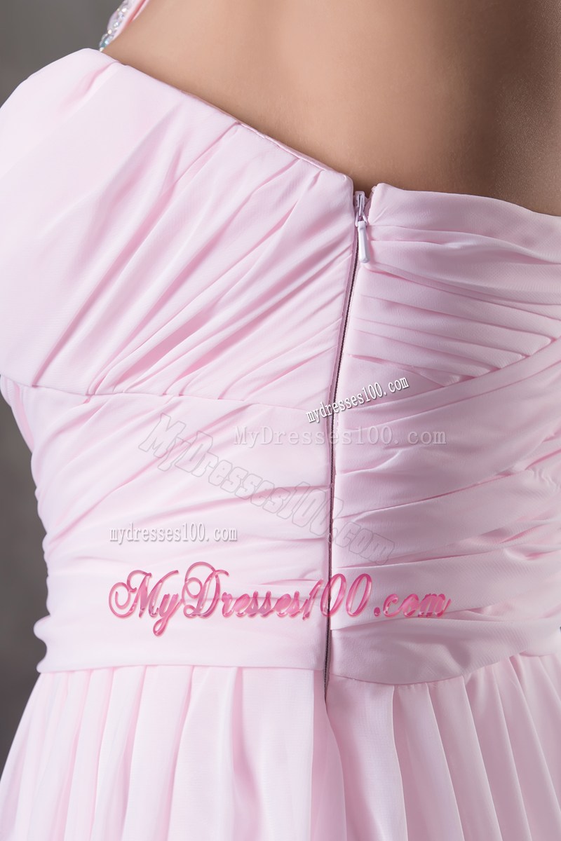 Beautiful Beading V-neck long Pink Column 2013 Prom Dress