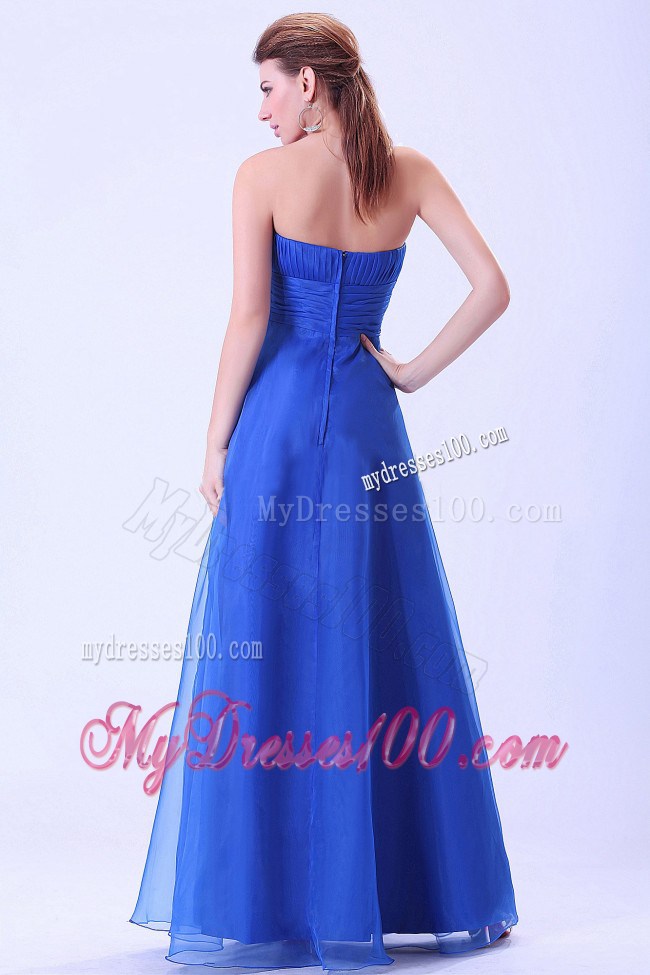 Blue 2013 Ruched Prom Graduation Dress with Empire Strapless