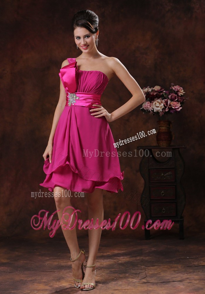 2013 One Shoulder Fuchsia Short Graduation Dresses In 2013