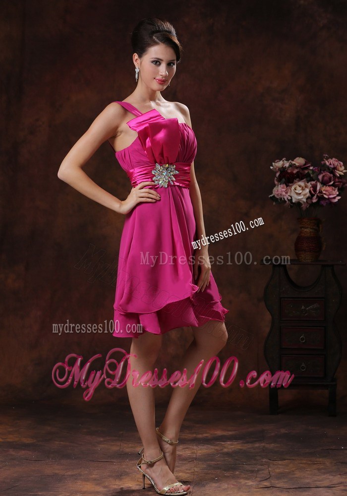 2013 One Shoulder Fuchsia Short Graduation Dresses In 2013