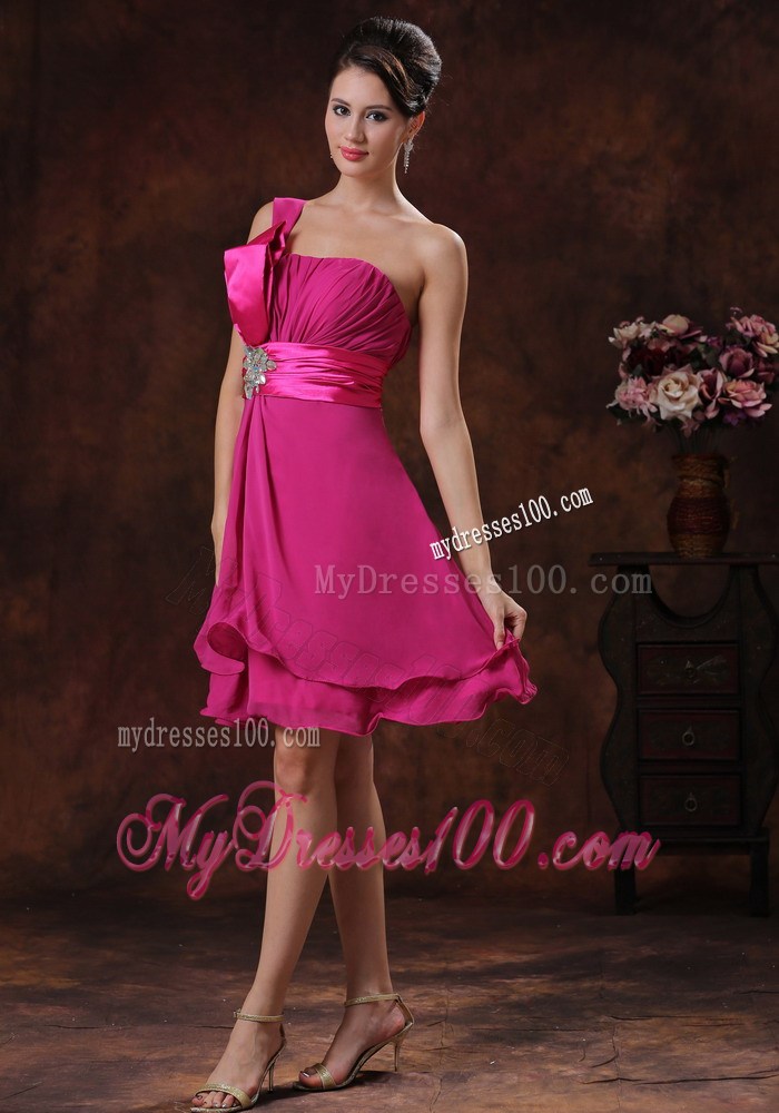 2013 One Shoulder Fuchsia Short Graduation Dresses In 2013