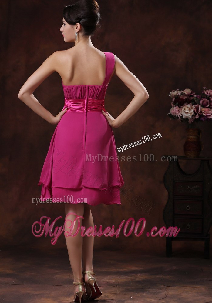 2013 One Shoulder Fuchsia Short Graduation Dresses In 2013