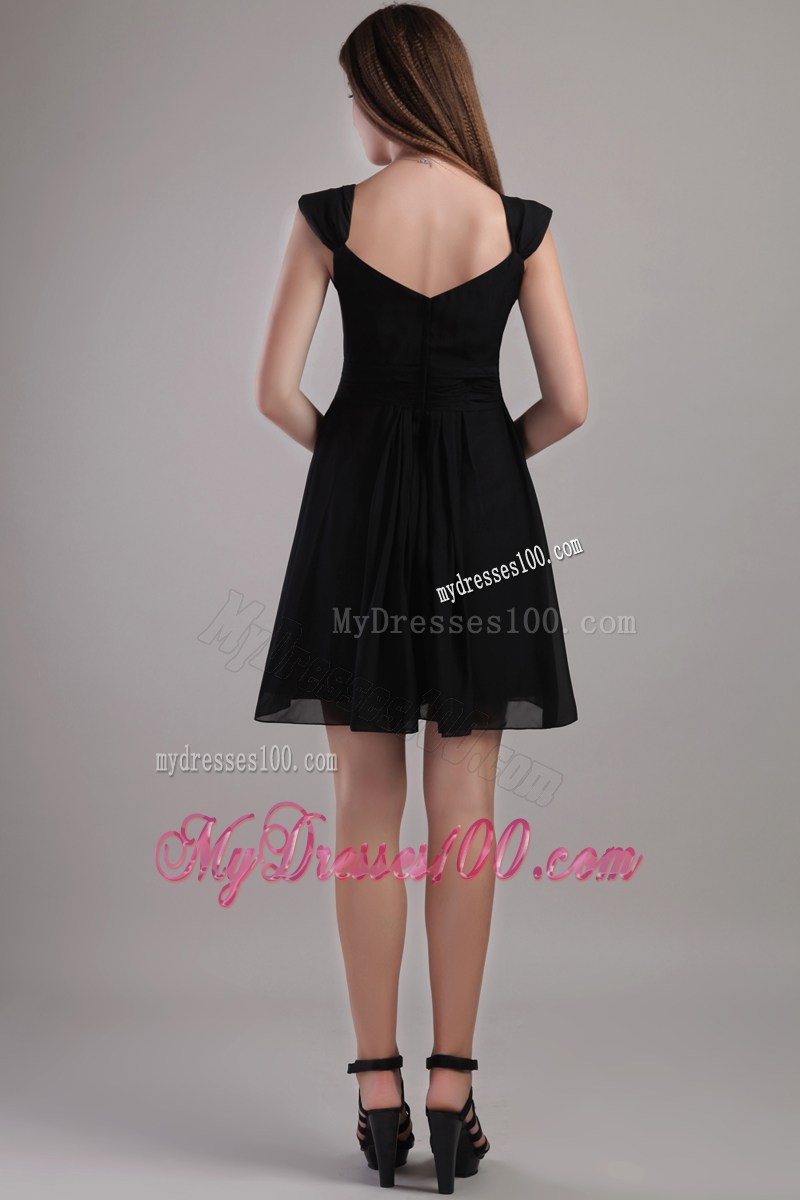 Black Empire V-neck Mini-length Short Prom Graduation Dress