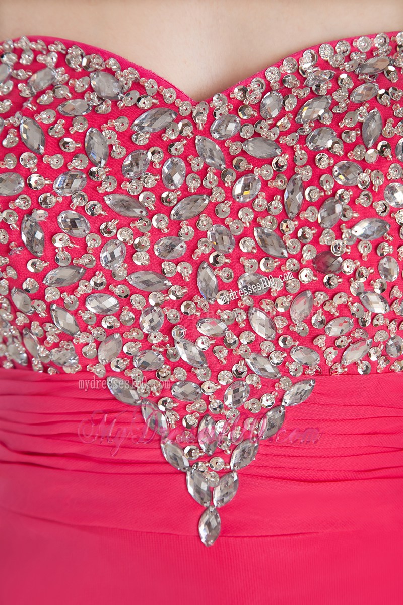 Coral Red Empire Sweetheart Beaded Graduation Dresses Floor-length