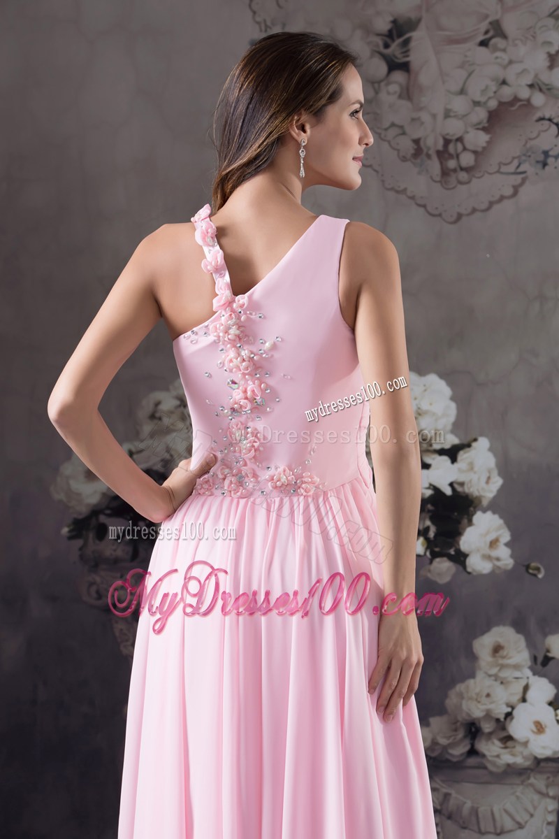 Cute Column One Shoulder Long Pink Prom Graduation Dress for 2013