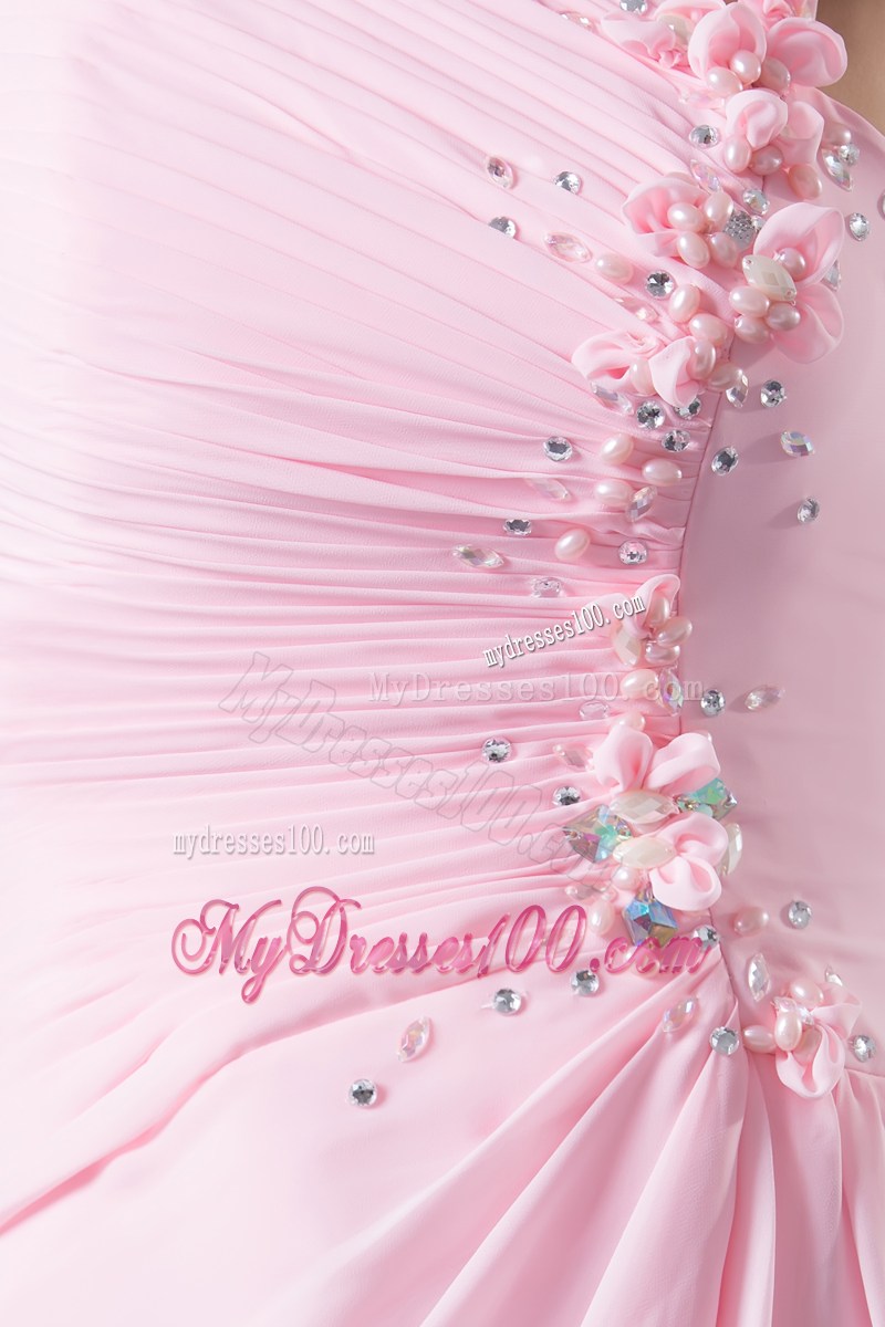 Cute Column One Shoulder Long Pink Prom Graduation Dress for 2013