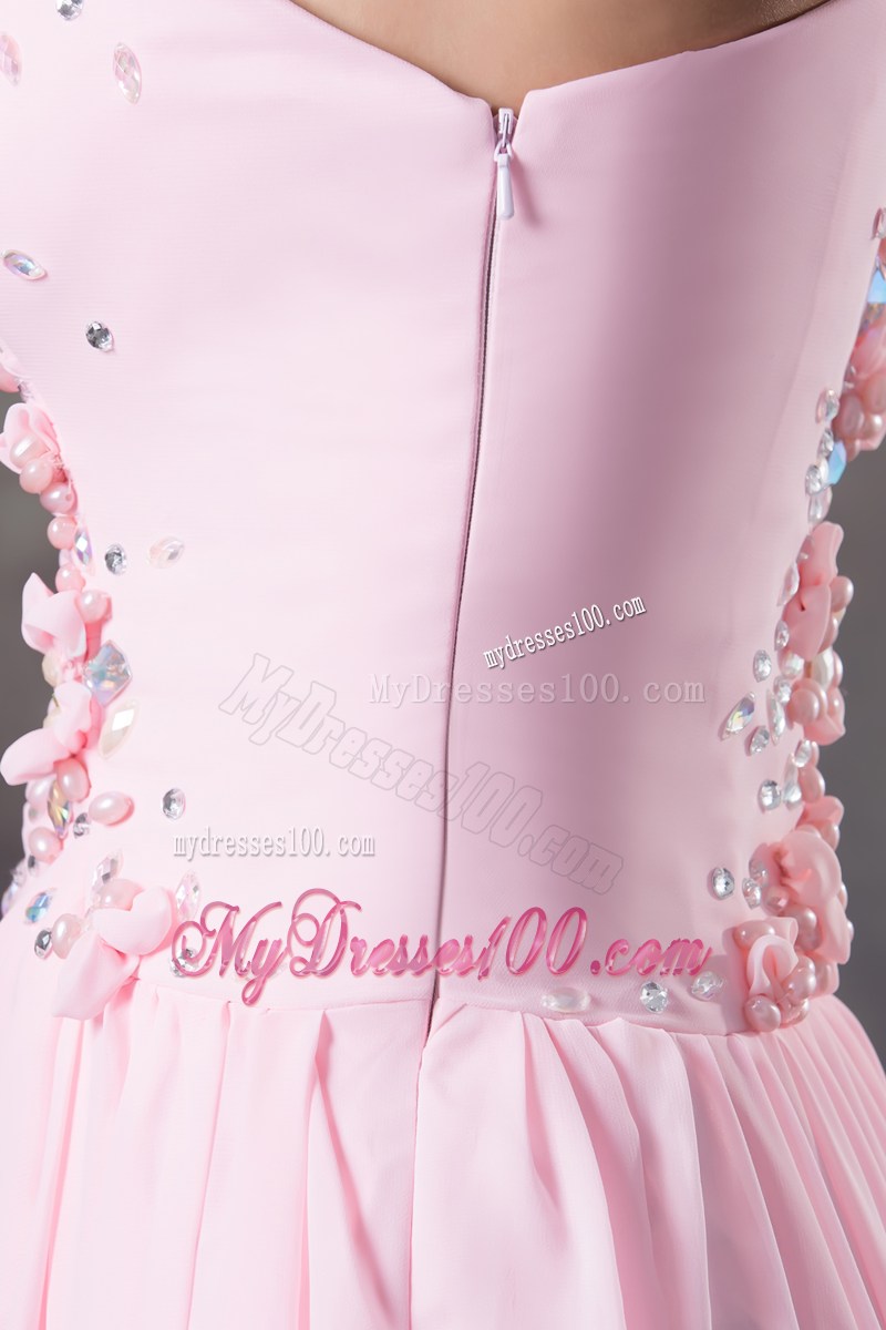 Cute Column One Shoulder Long Pink Prom Graduation Dress for 2013
