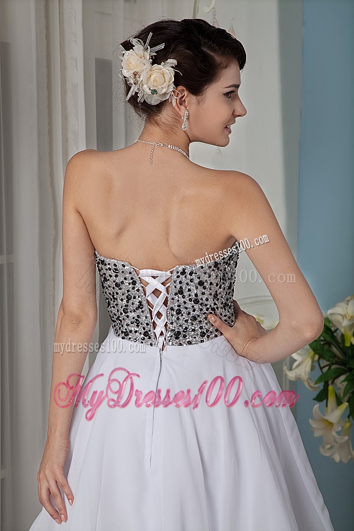 Simple White Princess Prom Graduation Dresses Sweetheart