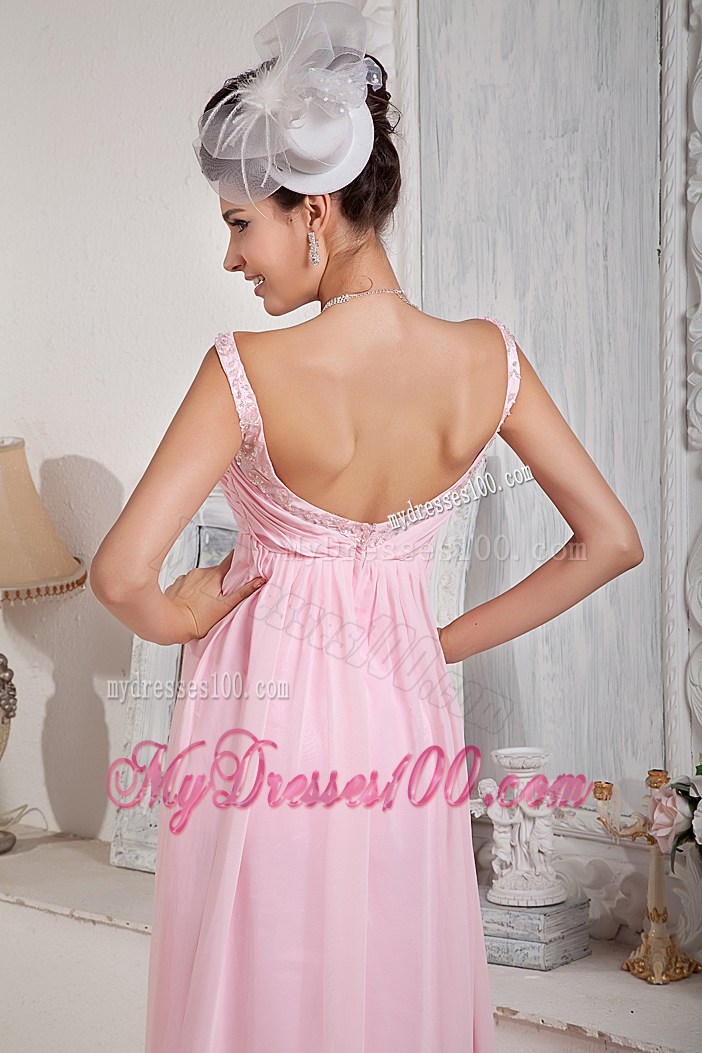 Fashionable Baby Pink Empire Scoop Prom Dress with Beading