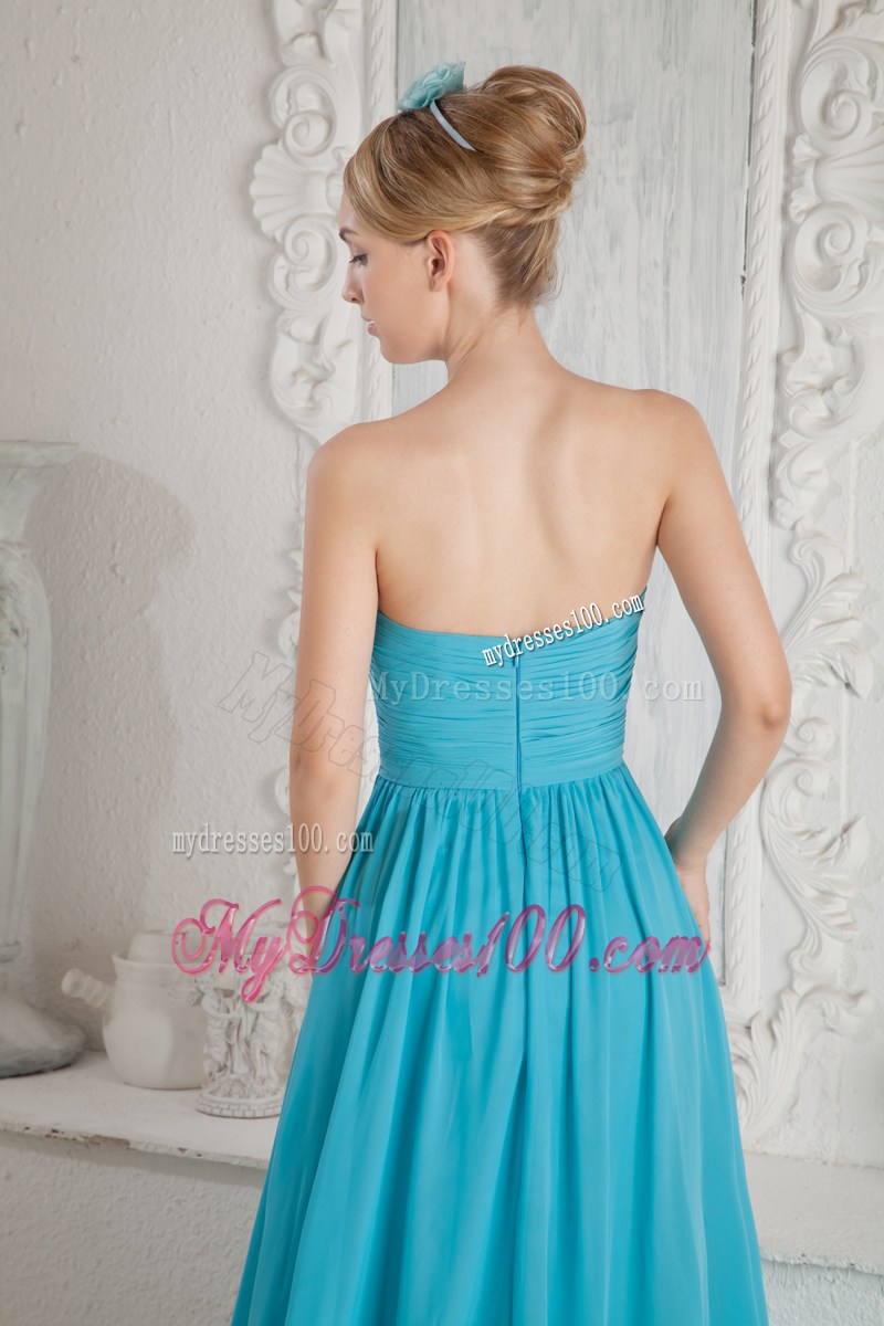 Baby Blue Sweetheart Ruched Graduation Dresses Court Train