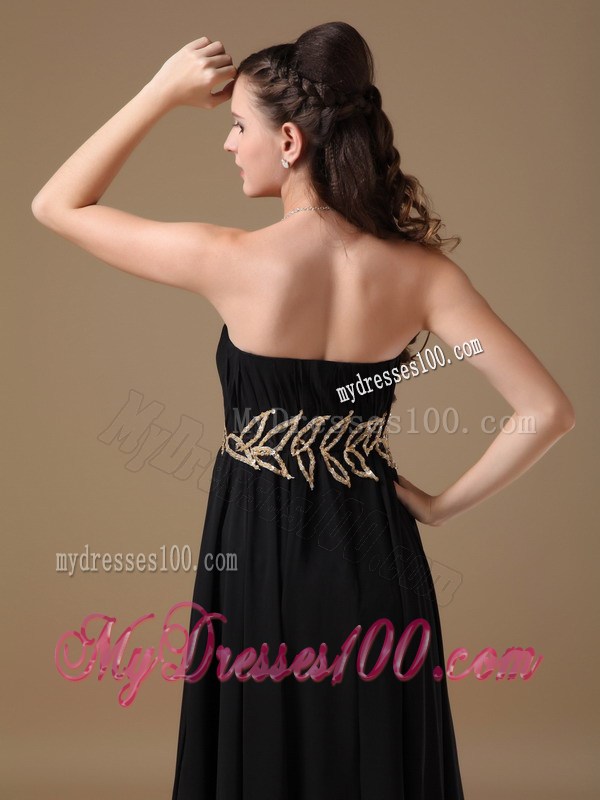 Black Empire Strapless Floor-length Beaded Graduation Dresses