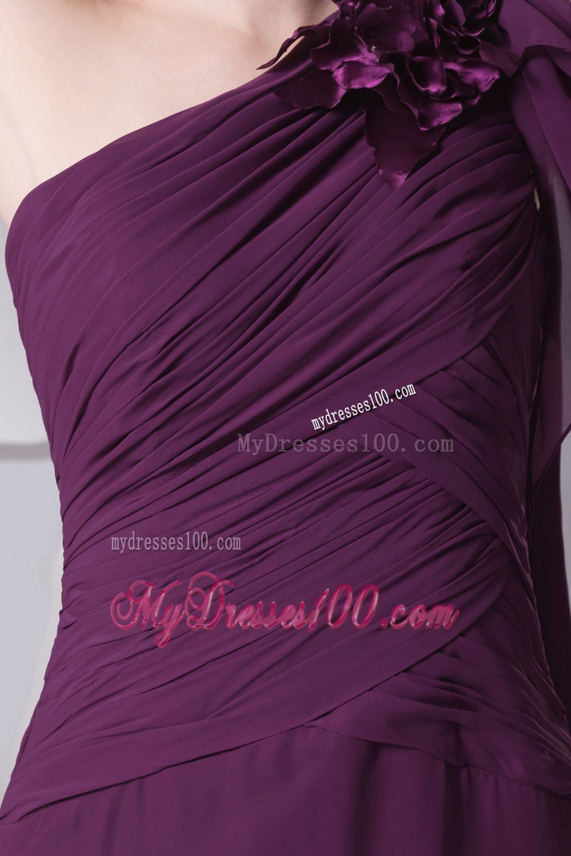 Hand Made Flower One Shoulder Long Watteau Train Prom Dress