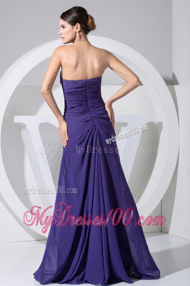 Hand Made Flowers Decorate Bodice Purple 2013 Prom Dress Floor-length Strapless