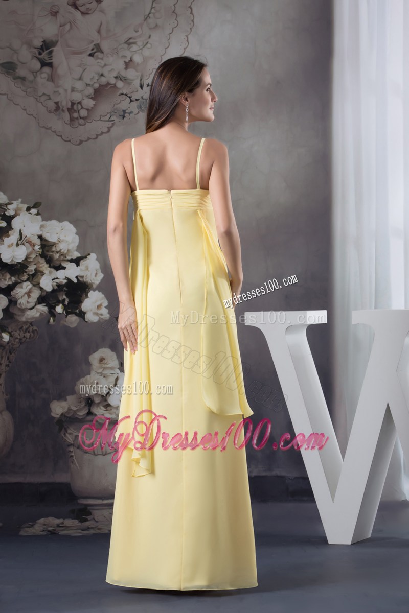 Hand Made Flowers Long Yellow Graduation Dress Empire Straps
