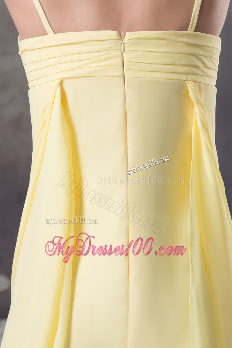 Hand Made Flowers Long Yellow Graduation Dress Empire Straps