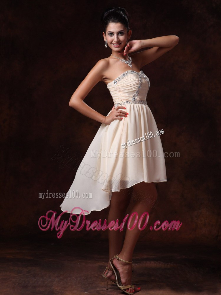 Champagne Asymmetrical Sweetheart 2013 Prom Graduation Dresses